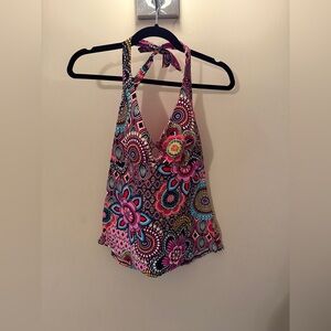 Baltex Halter Tankini Swim Top | Multicolor Print | Size 14 (L)